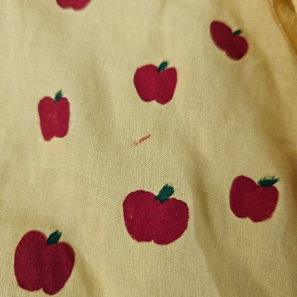 Eileen Fisher Yellow Button Up Top 100% Irish Linen Hand Painted Red Apples XL - Picture 11 of 16